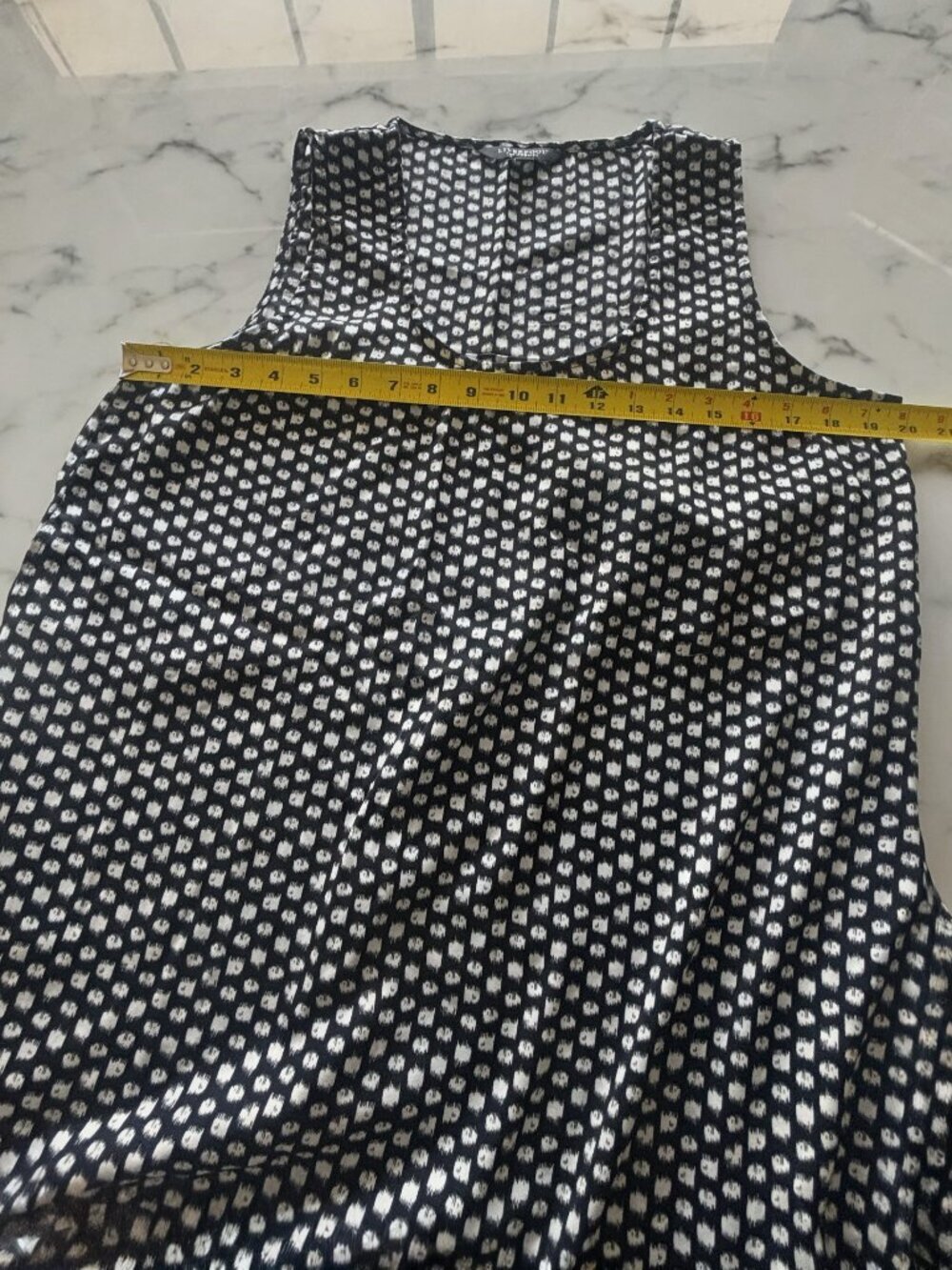 Liverpool Black White Geometric Dot Sleeveless Dress High Low M Wedding Guest - Picture 10 of 12